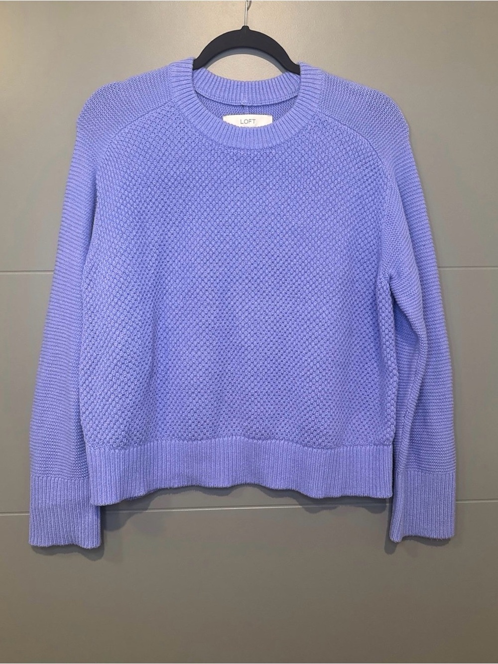 LOFT Periwinkle Crewneck Textured Knit Sweater